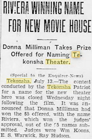 Riviera Theater - 14 Jul 1929 Article